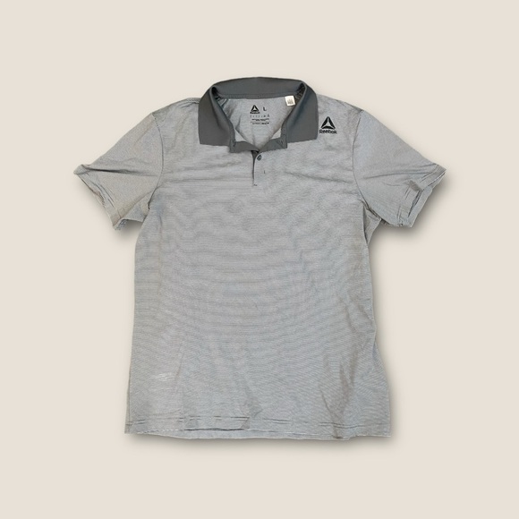 Reebok Speedwick Golf Polo Short Sleeve Striped Gray Combo L - Picture 2 of 6